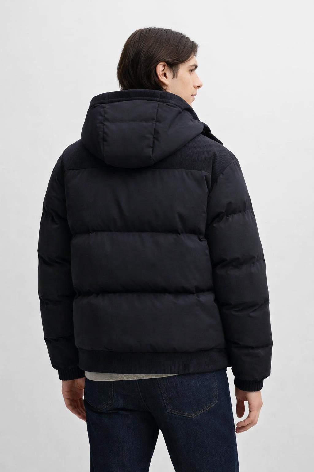 Colorblock Hooded Jacket with Plush Fill - back view