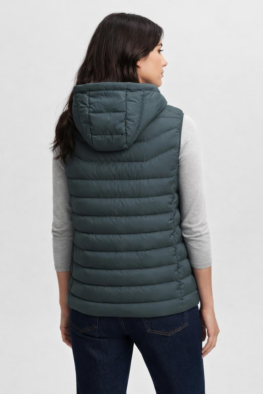 Fleece-Lined Casual Vest for Outdoors - back view