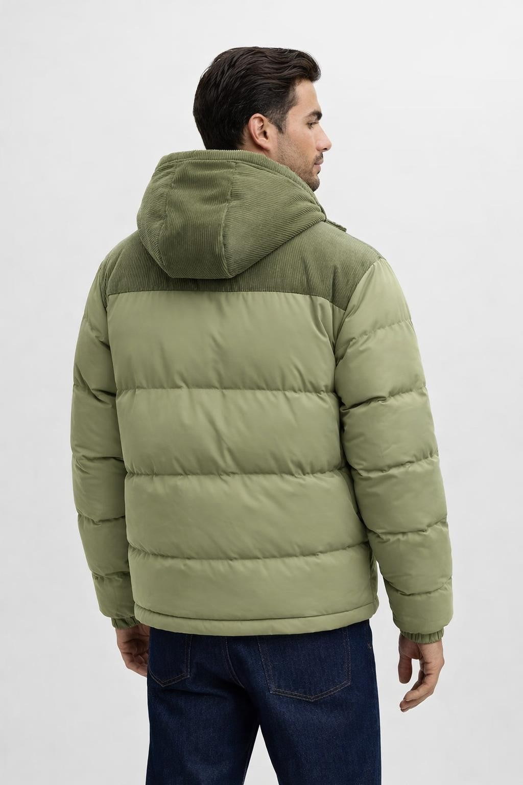 Men's Warm Zip-Up Winter Jacket - back view