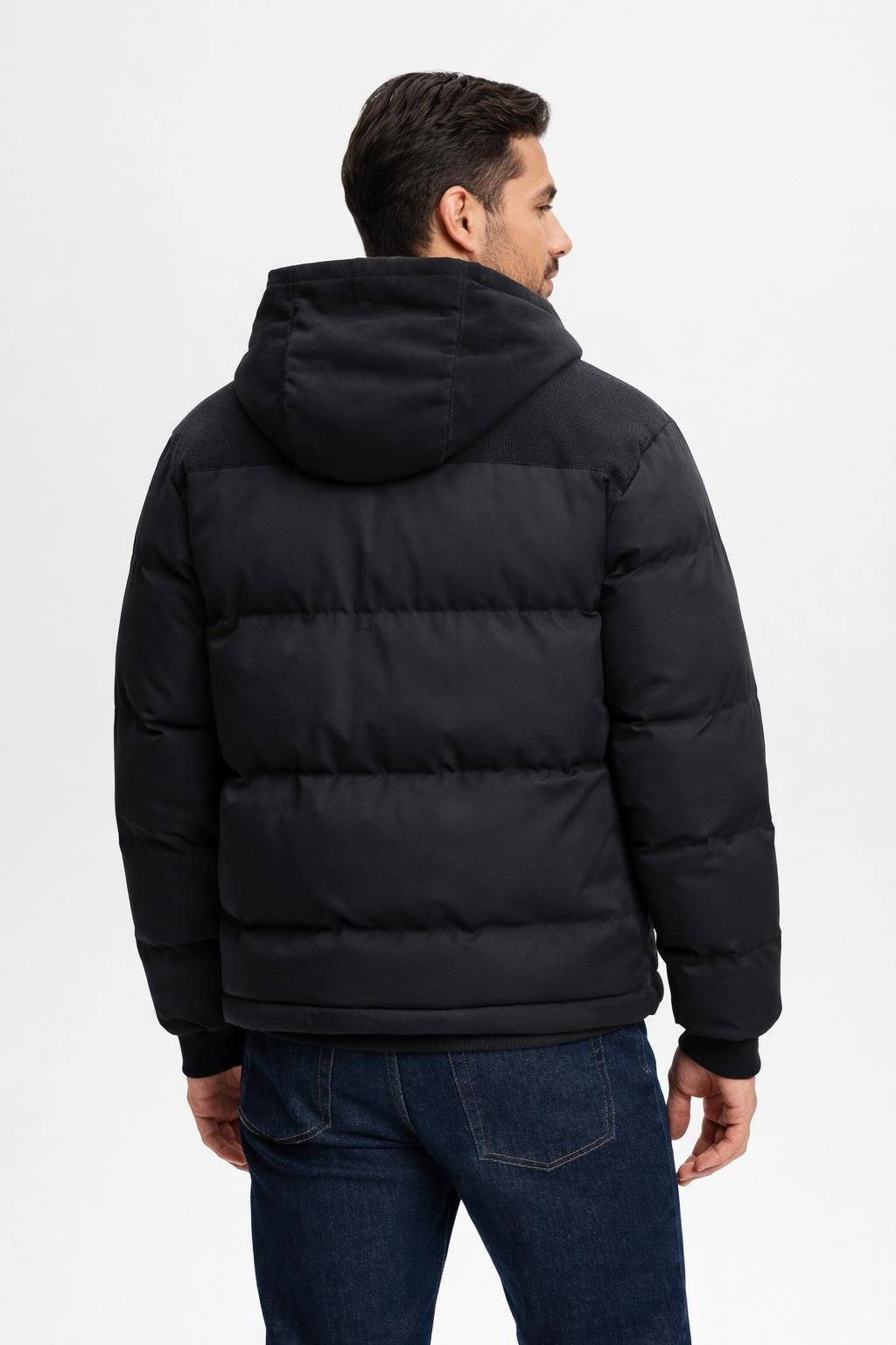 Thick Contrast Zip-Up Jacket - back view