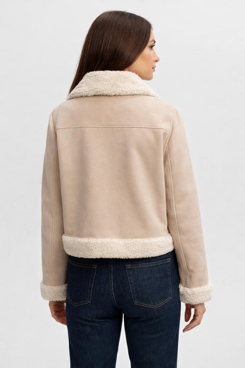 Casual Long-Sleeve Fleece-Lined Jacket - back view