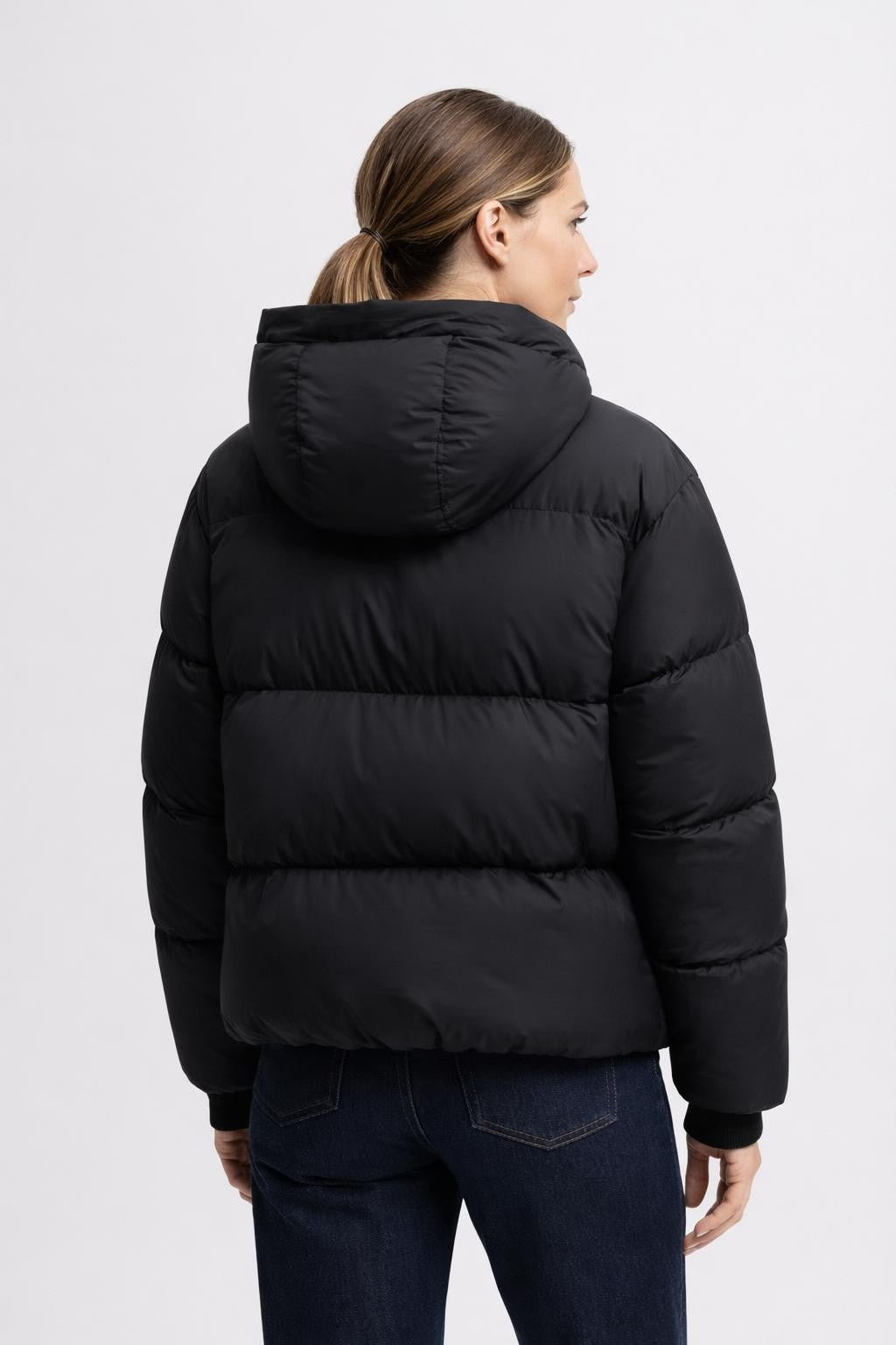 Puffer Jacket with Hooded Design - back view