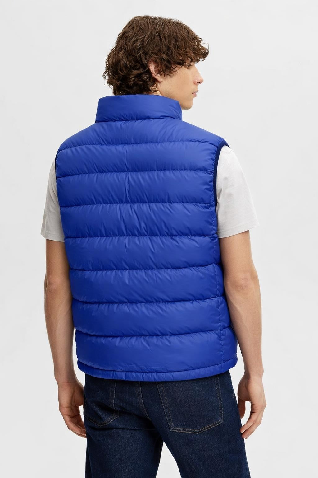 Men's Insulated Zip-Up Vest with Stand Collar - back view