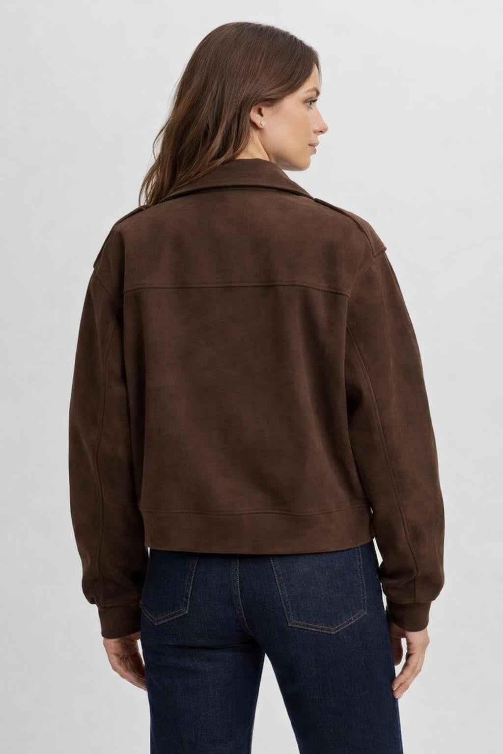 Relaxed Fit Vintage Coffee Jacket - back view