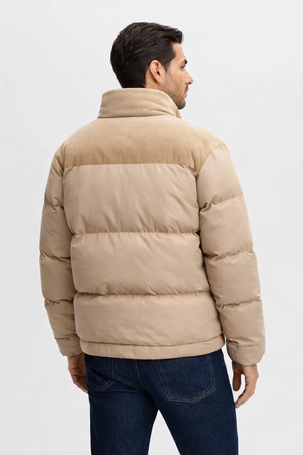 Men's Padded Stand Collar Jacket - back view