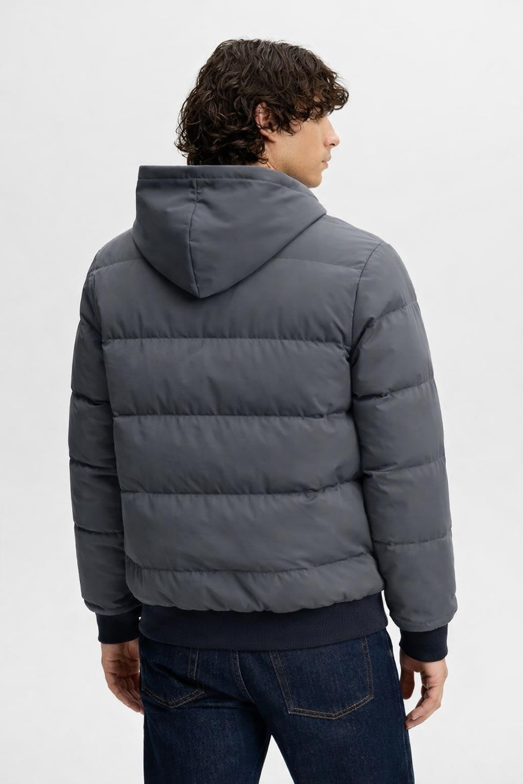 Thick Plush-Lined Casual Winter Jacket - back view