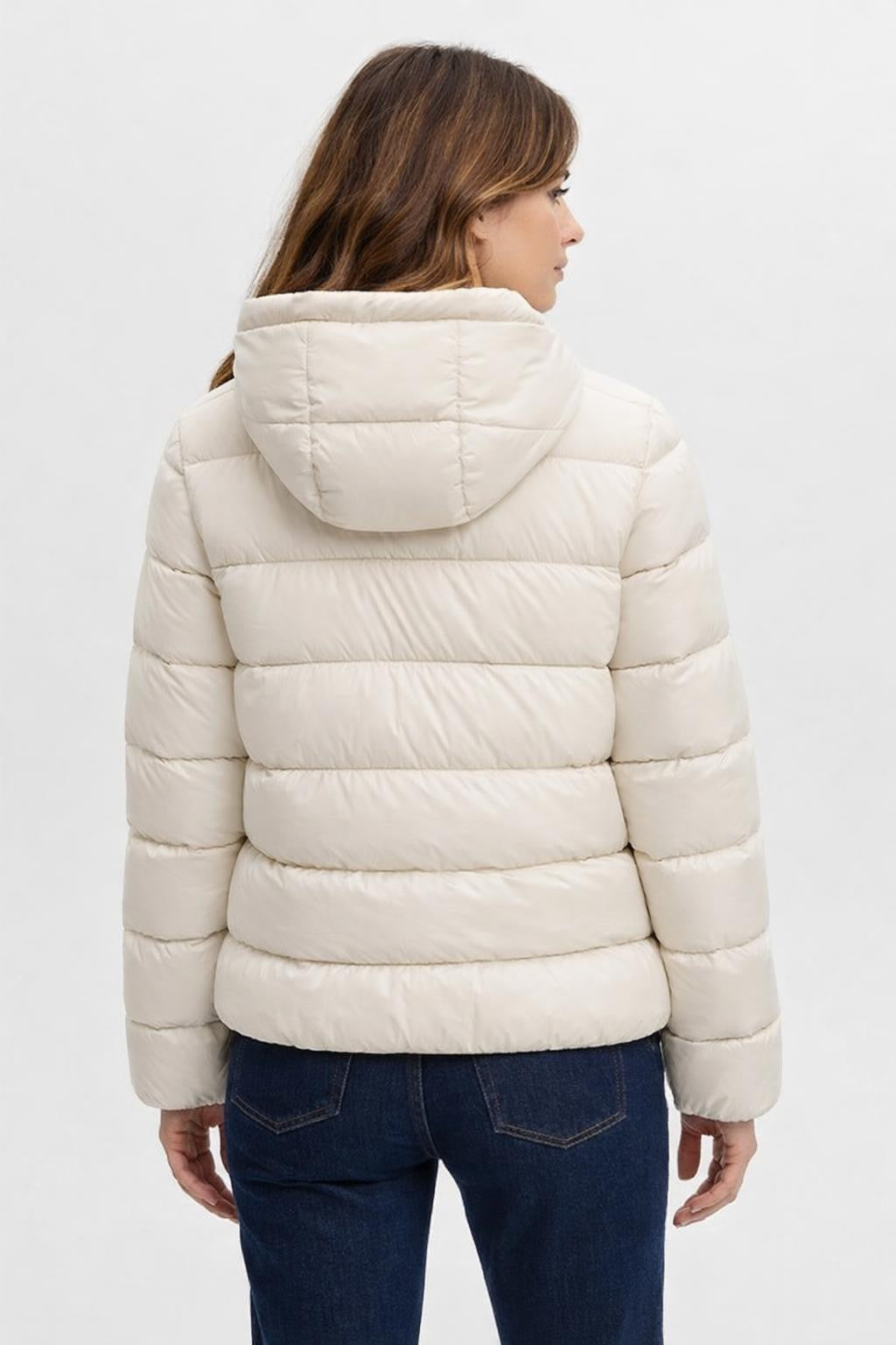 A-Line Winter Jacket with Stand Collar - back view