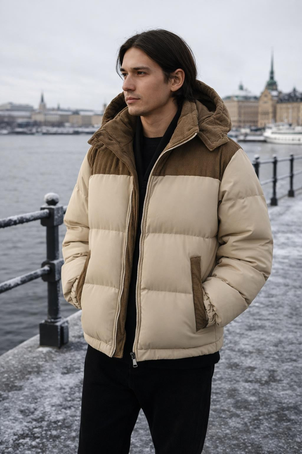 Men's Padded Winter Jacket with Detachable Hood - lifestyle 1
