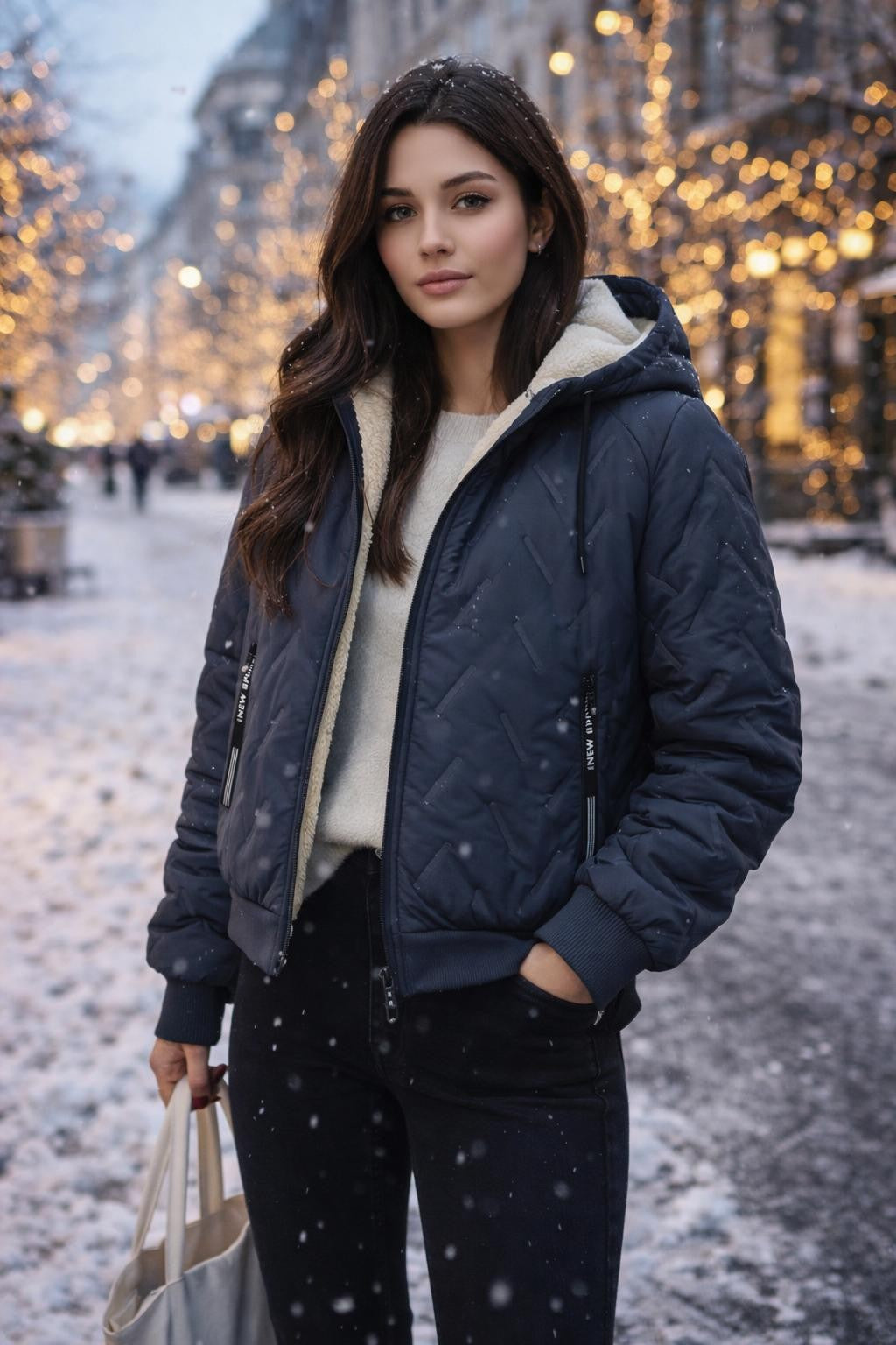 Quilted Winter Jacket with Lamb Fleece - lifestyle 1