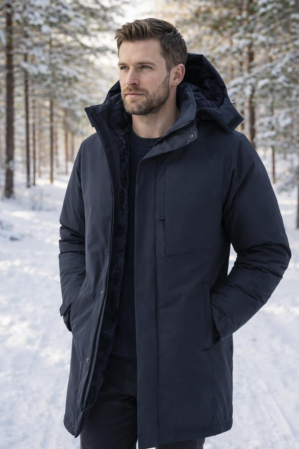 Men's Padded Fleece Jacket Mid-Length - lifestyle 1