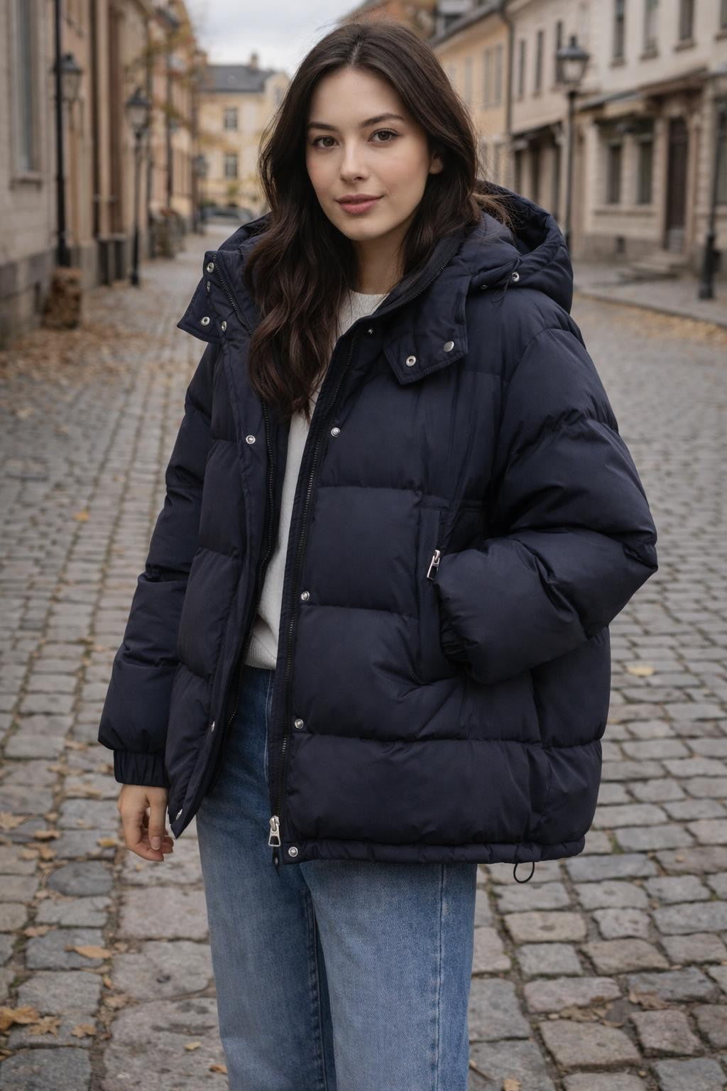 Casual Black Hooded Jacket - lifestyle 1