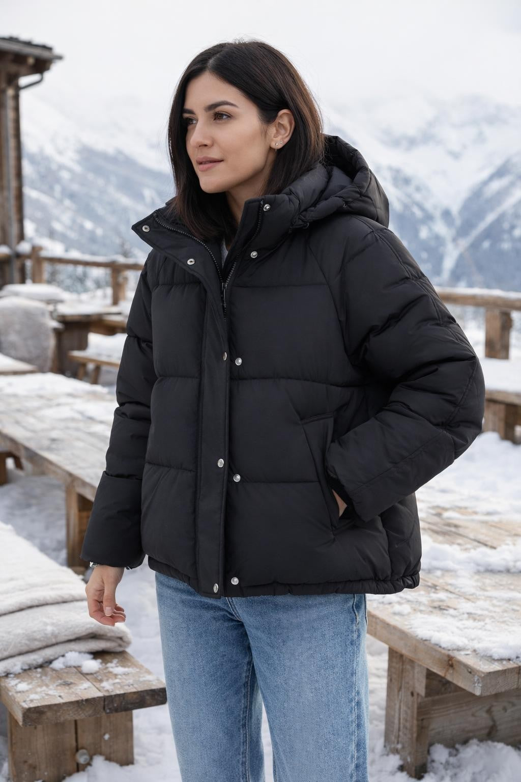 Casual Stretch Winter Jacket with Stand Collar - lifestyle 1