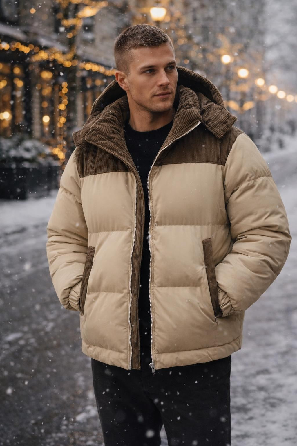 Thick Colorblock Parka with Removable Hood - lifestyle 1