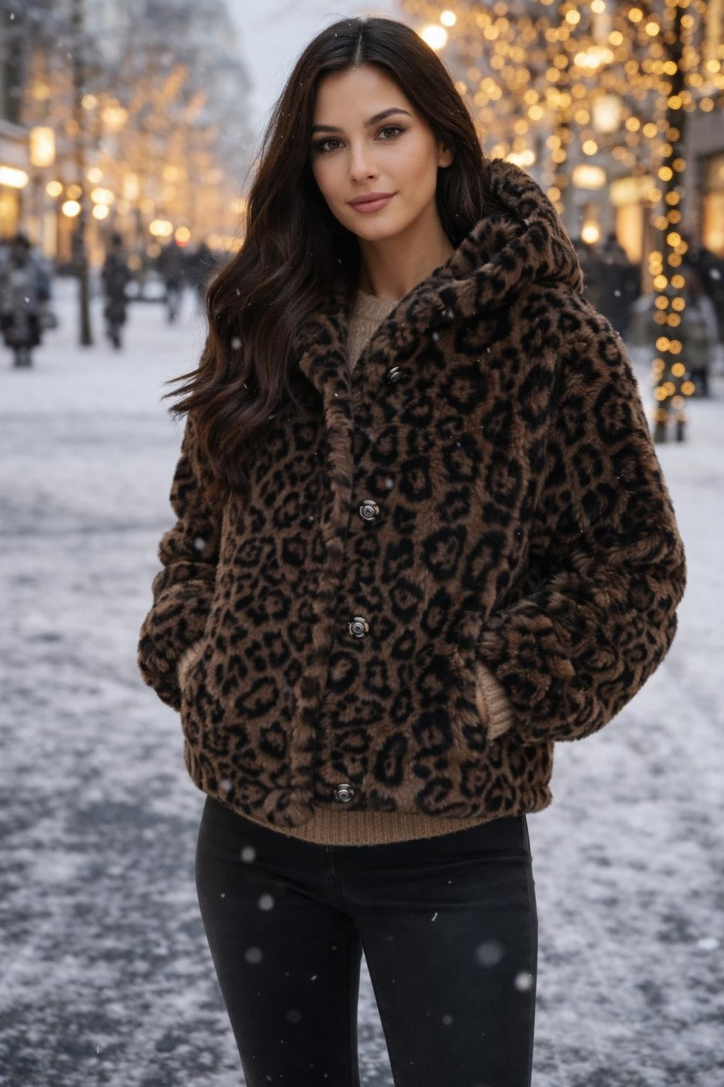 Leopard Print Plush Winter Jacket - lifestyle 1