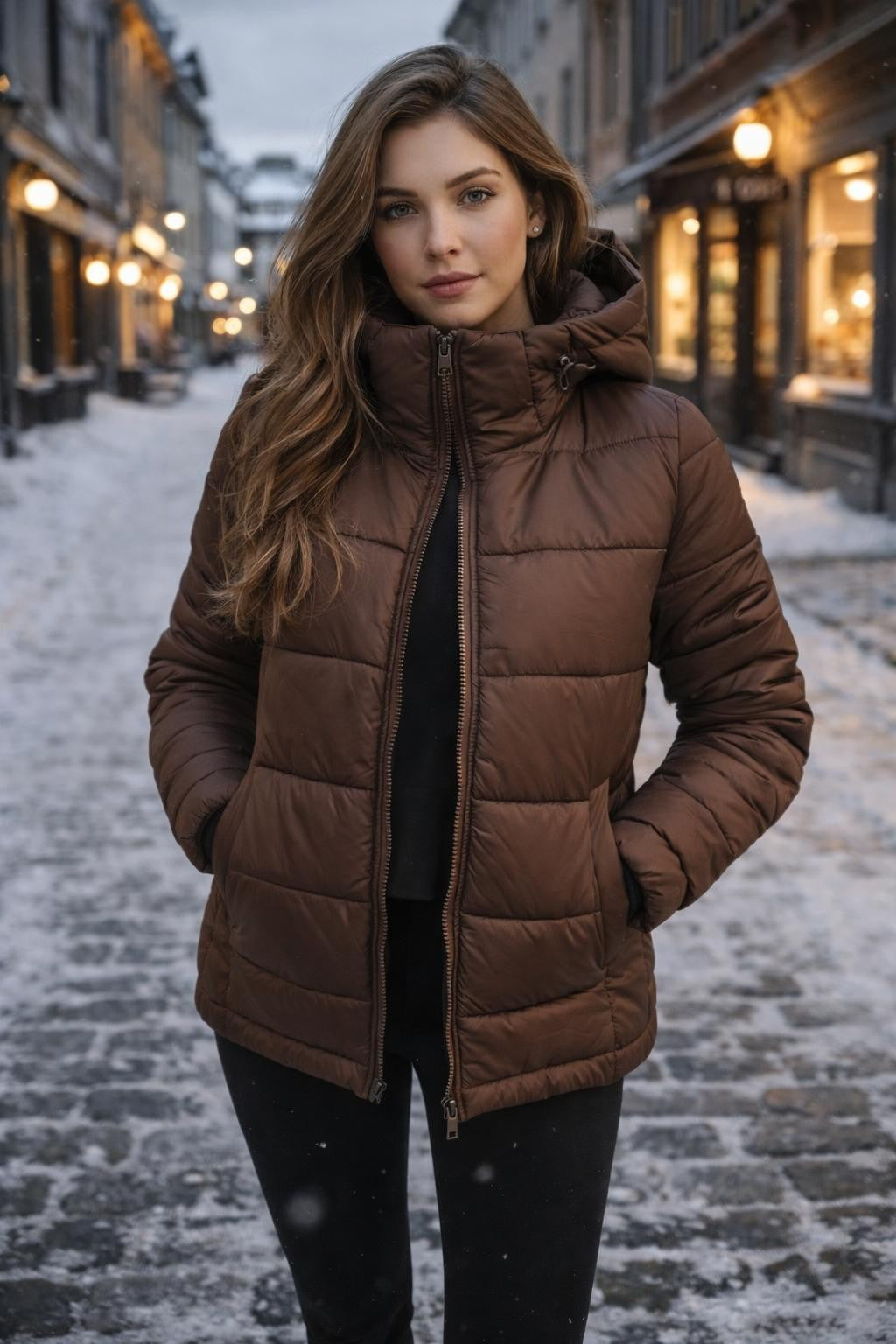 Quilted Winter Jacket with Full Zipper - lifestyle 1