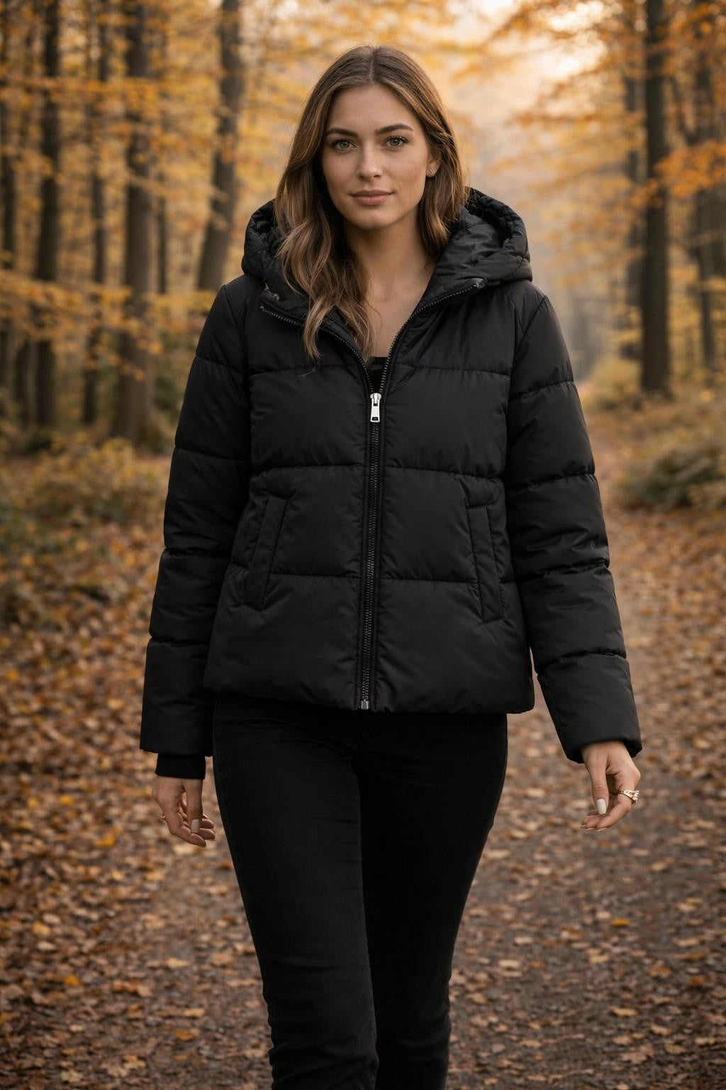 Padded Zip-Up Hoodie Jacket - lifestyle 1