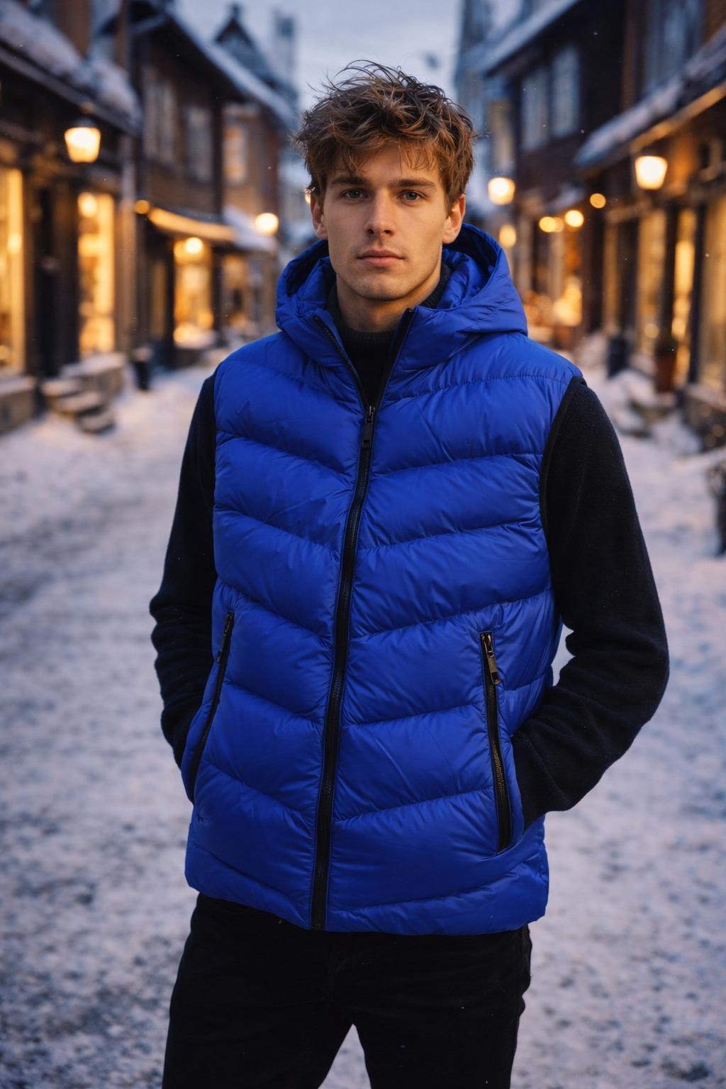 Men's Insulated Zip-Up Vest with Stand Collar - lifestyle 1