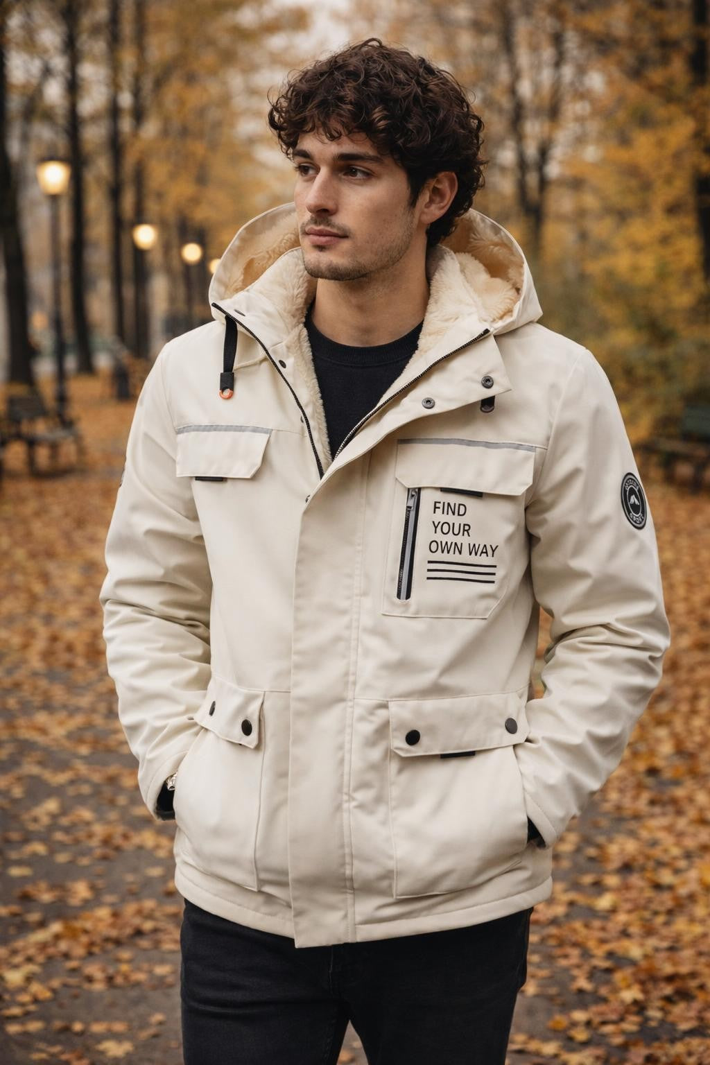 Padded Winter Jacket with Hood - lifestyle 1