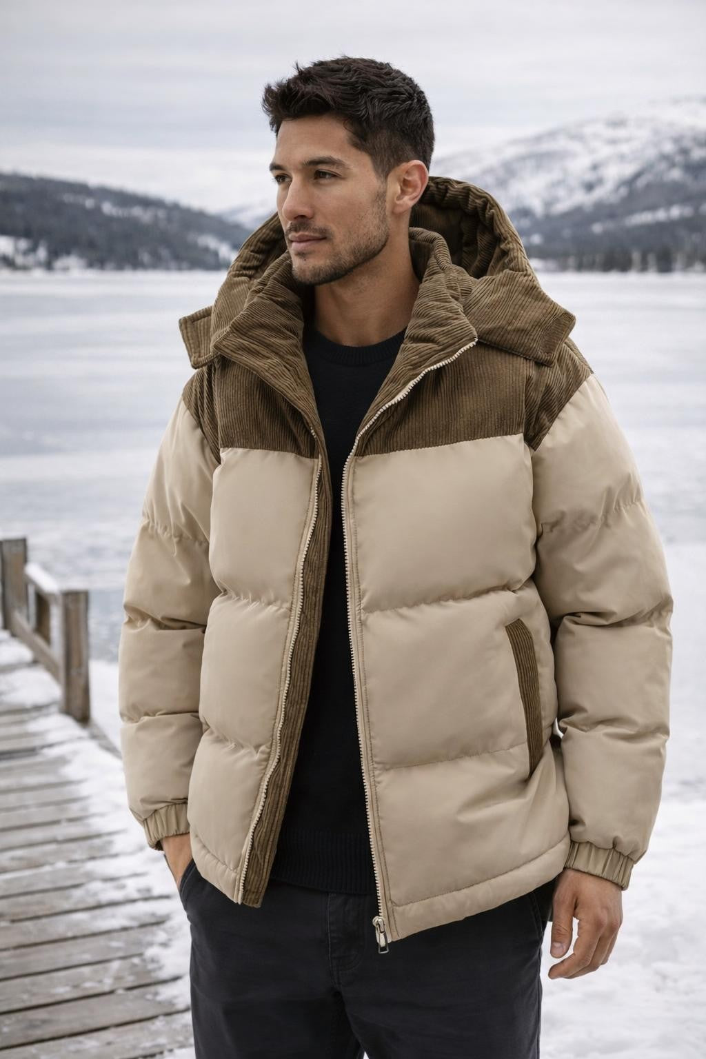 Men's Slim Fit Hooded Puffer Jacket - lifestyle 1