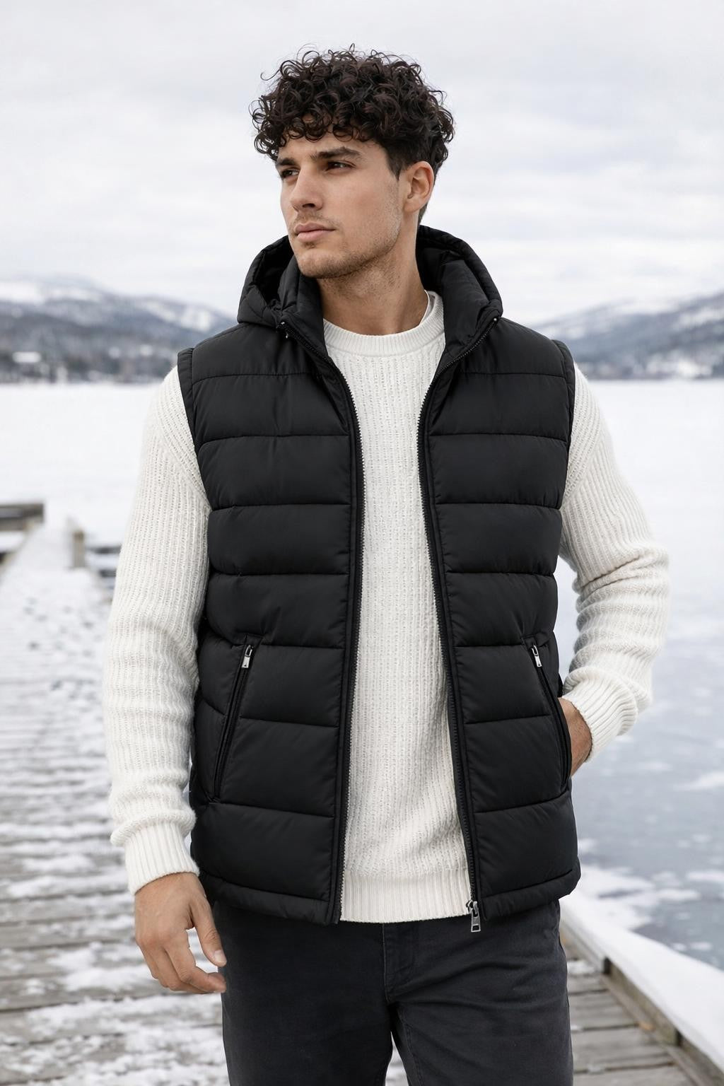 Men's Sleeveless Stand Collar Vest - lifestyle 1