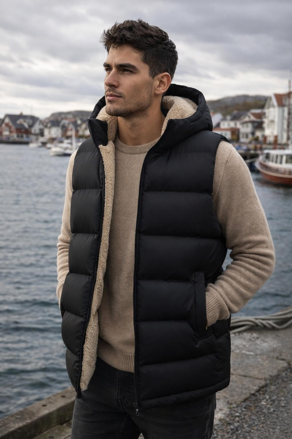 Men's Fleece-Lined Casual Vest - lifestyle 1