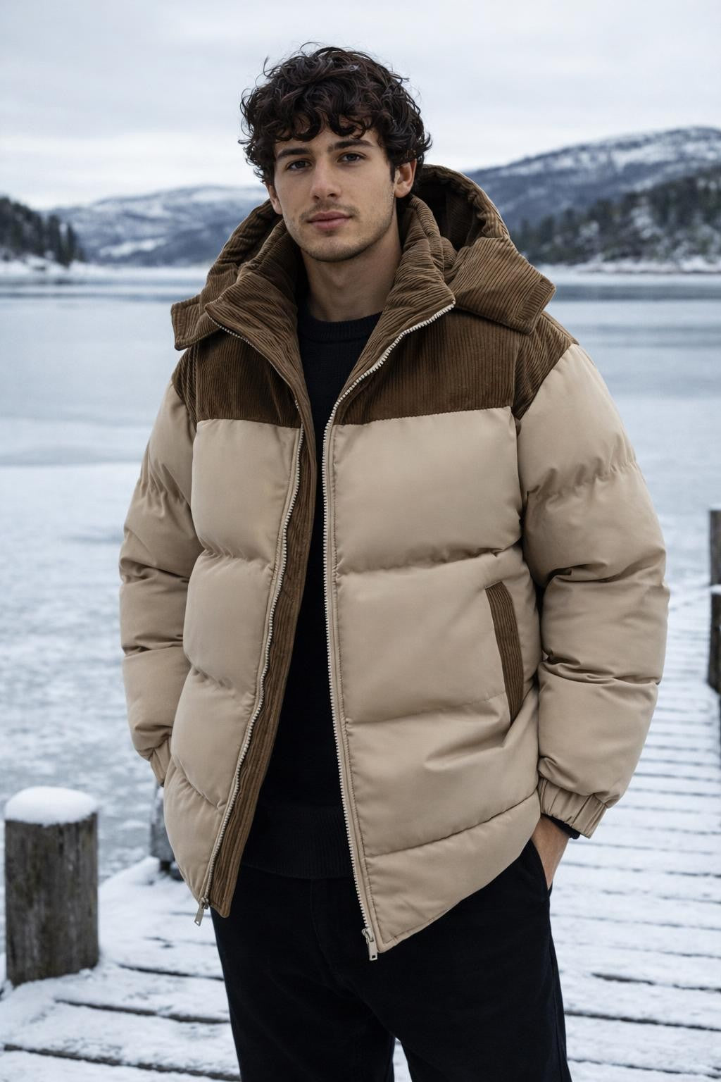 Men's Quilted Corduroy Winter Jacket - lifestyle 1