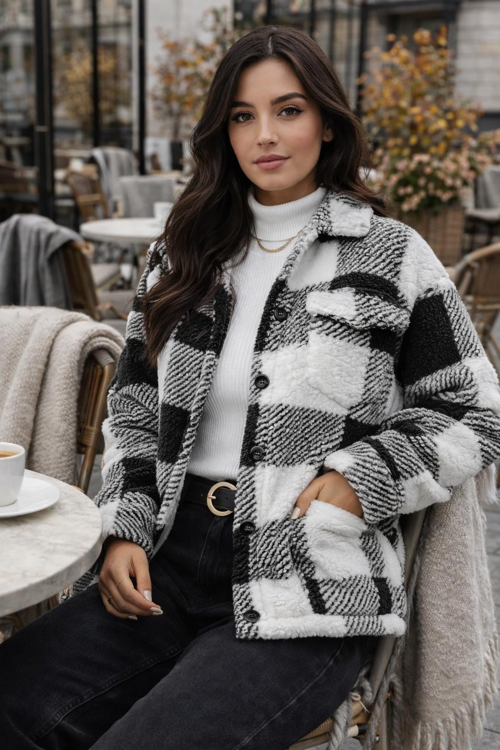 Casual Checked Collar Jacket - lifestyle 1