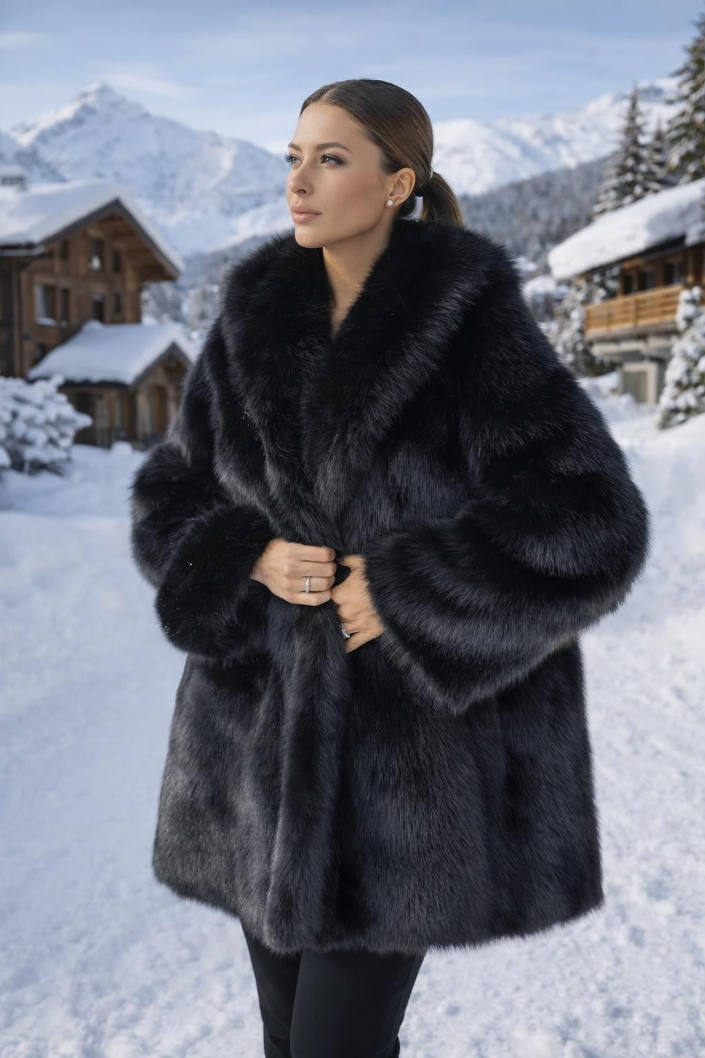 Mid-Length Coat with Shawl Collar - lifestyle 1