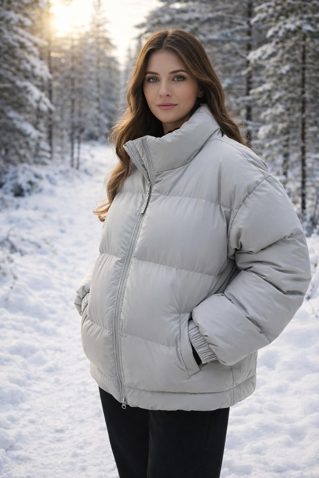 Long Sleeve Zip-Up Winter Jacket - lifestyle 1