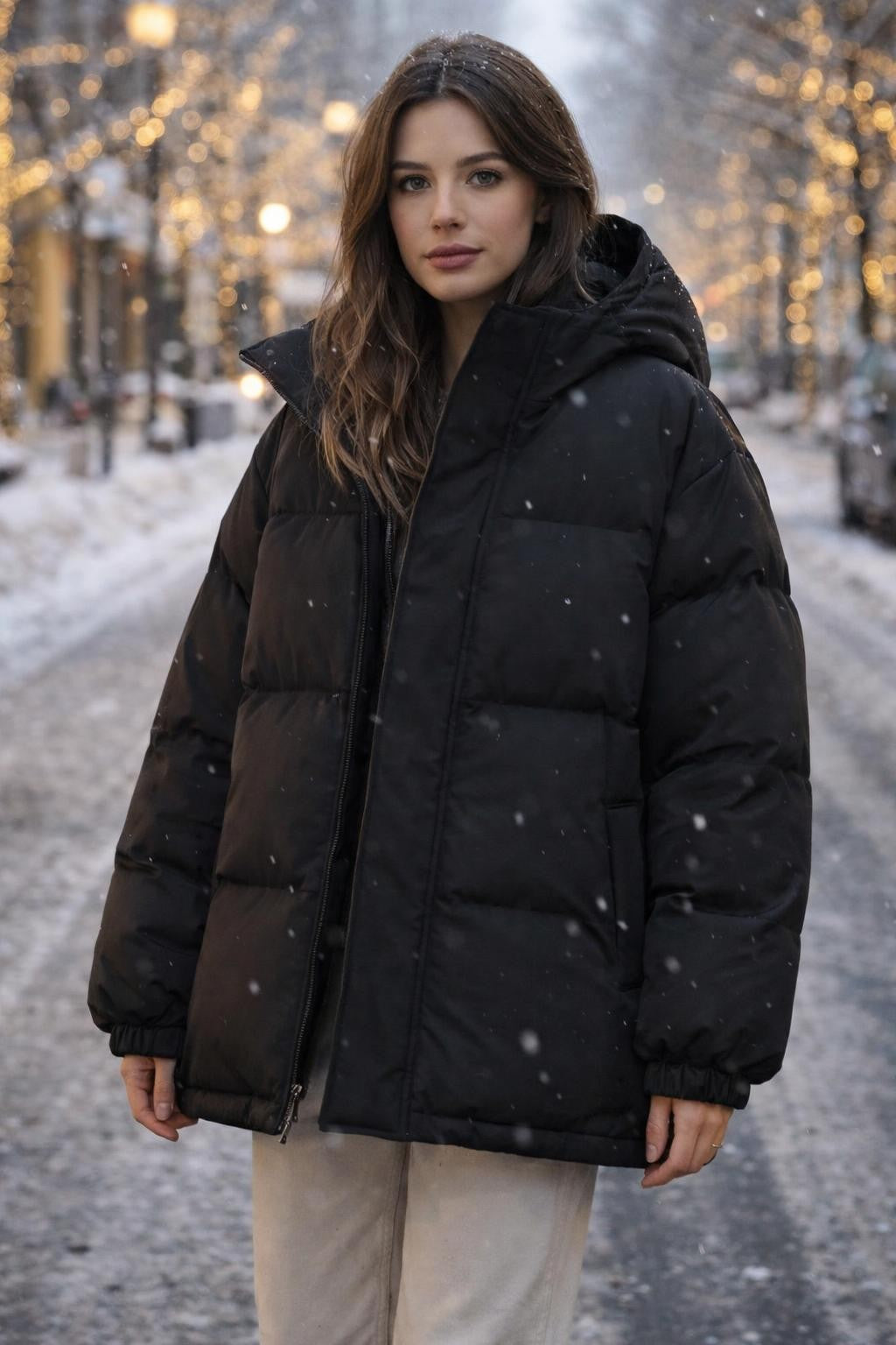 Insulated Black Puffer Jacket - lifestyle 1