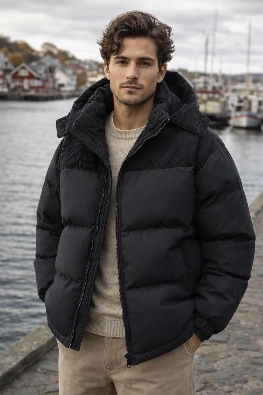 Men's Thick Corduroy Winter Jacket - lifestyle 1