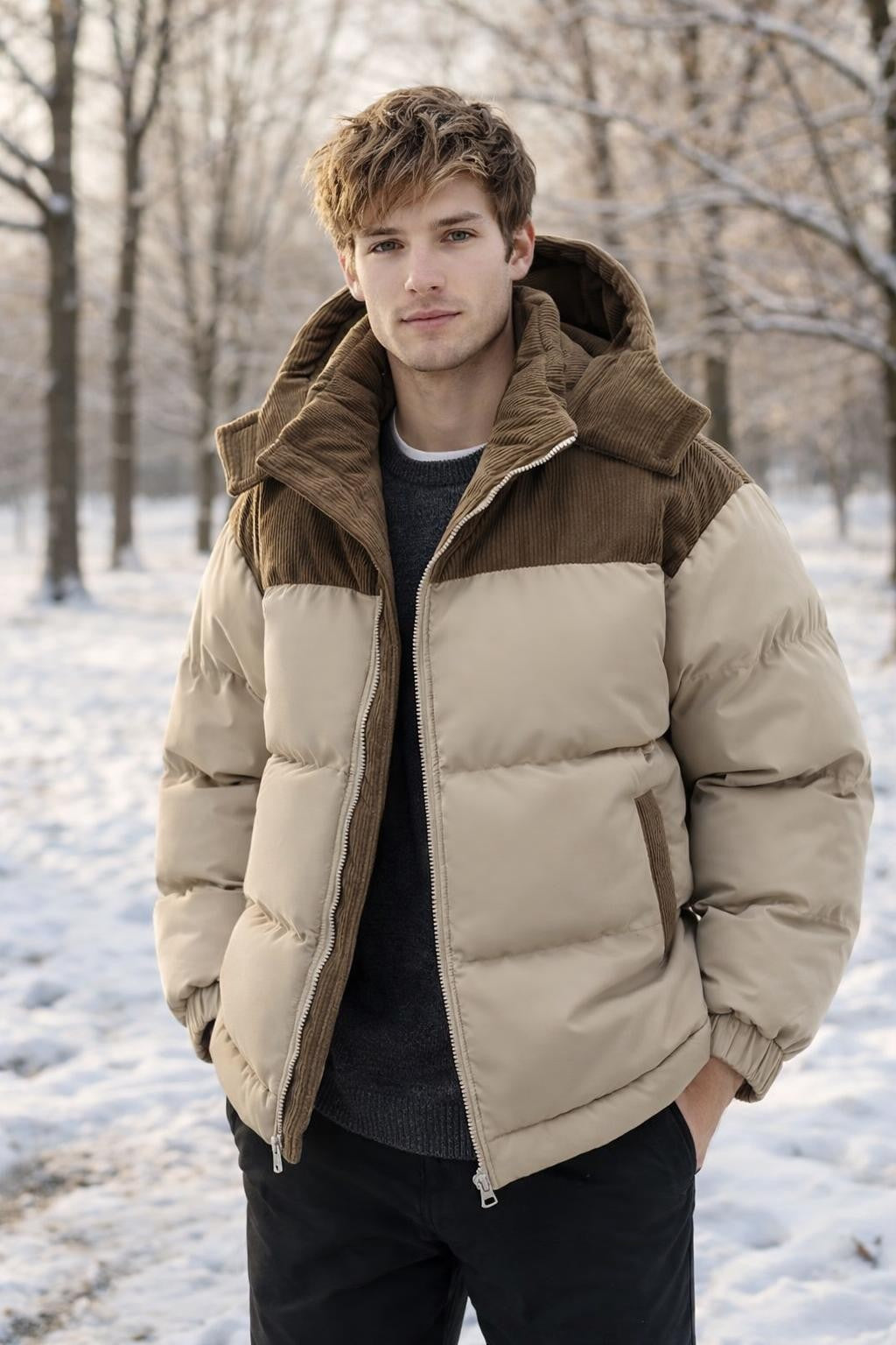 Men's Padded Detachable Hood Jacket - lifestyle 1