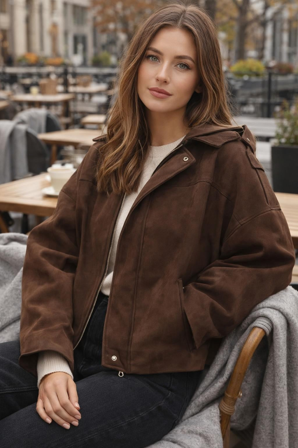Relaxed Fit Vintage Coffee Jacket - lifestyle 1