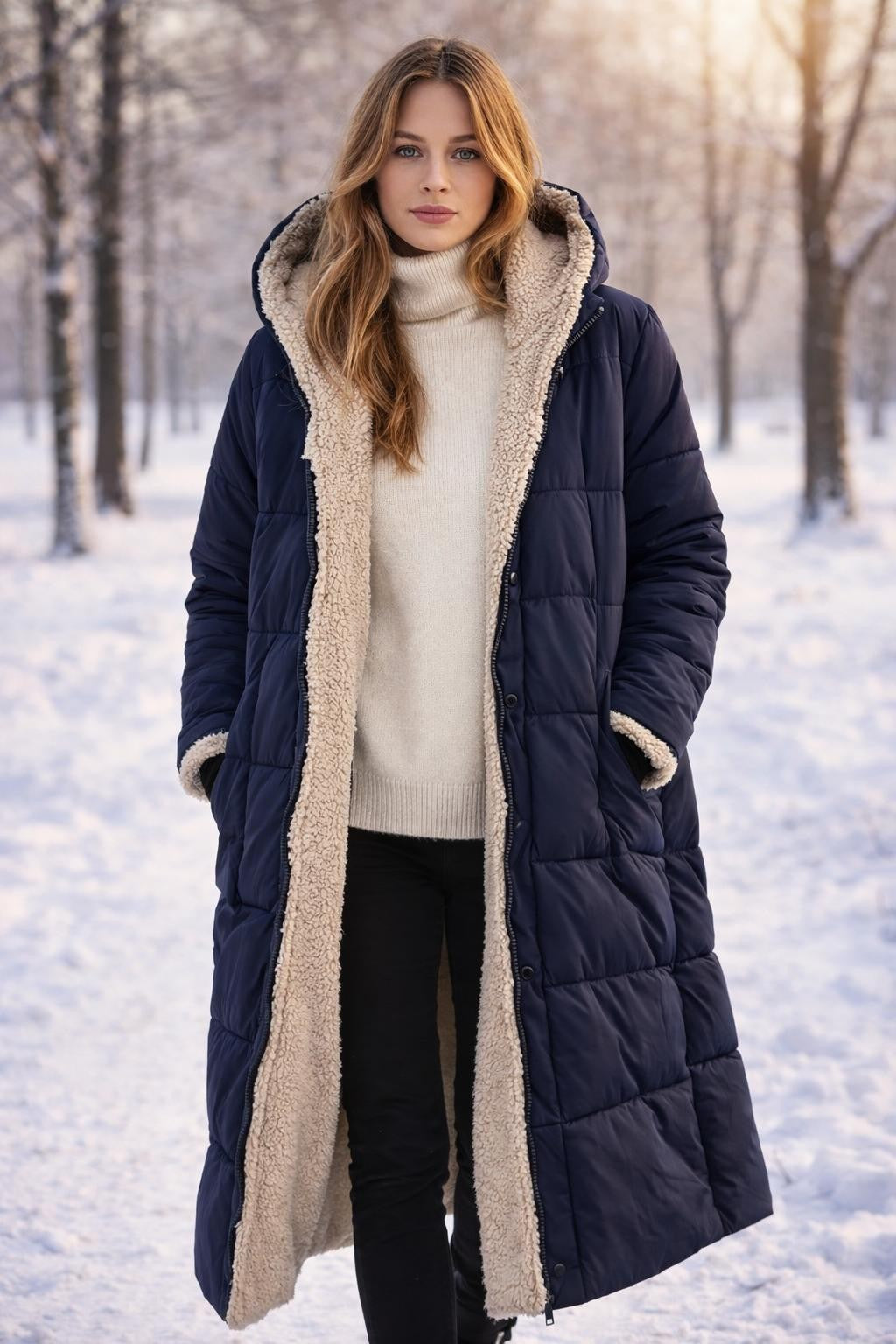 Reversible Plush Long Winter Jacket - lifestyle 1