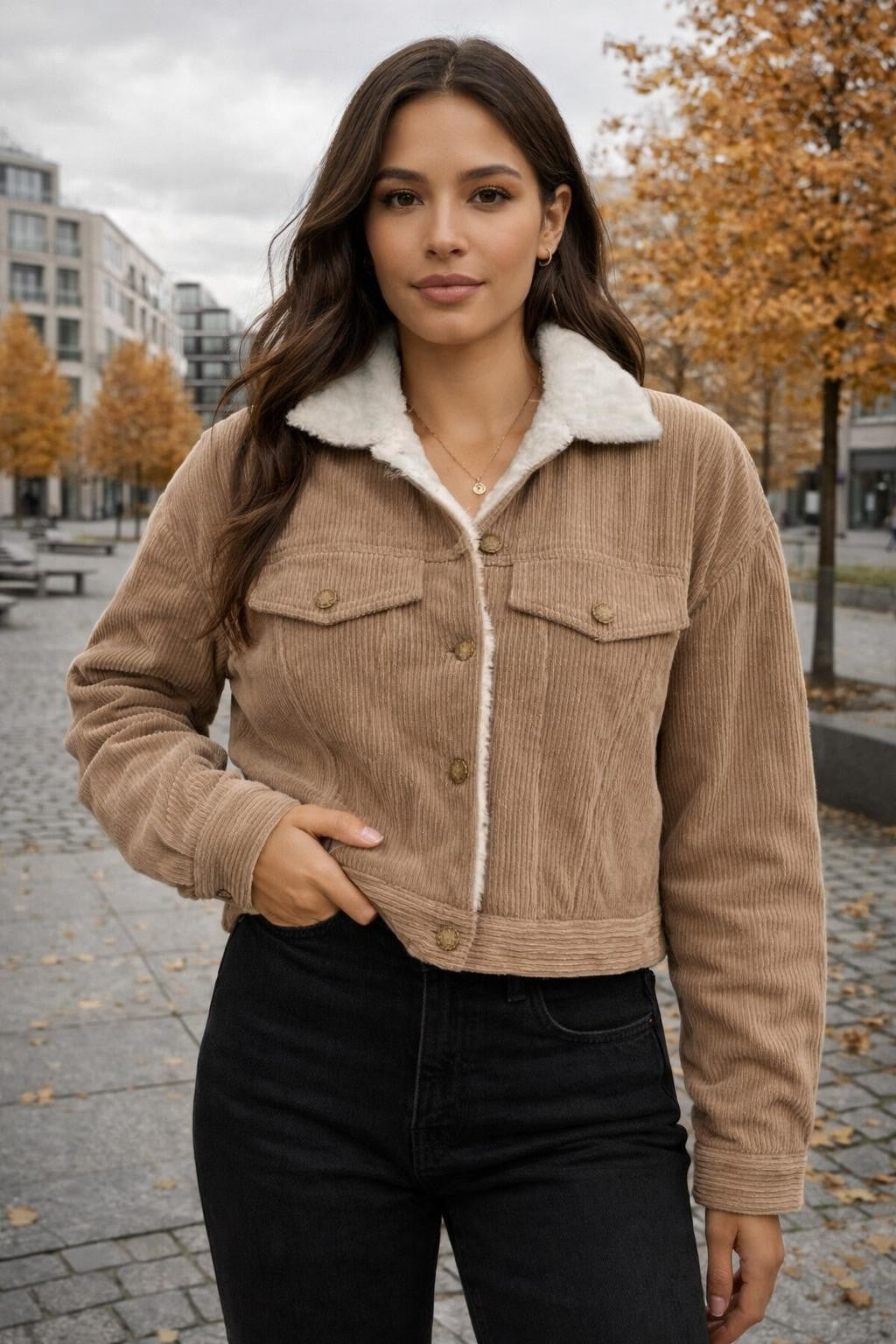Versatile Fleece Collar Winter Jacket - lifestyle 1