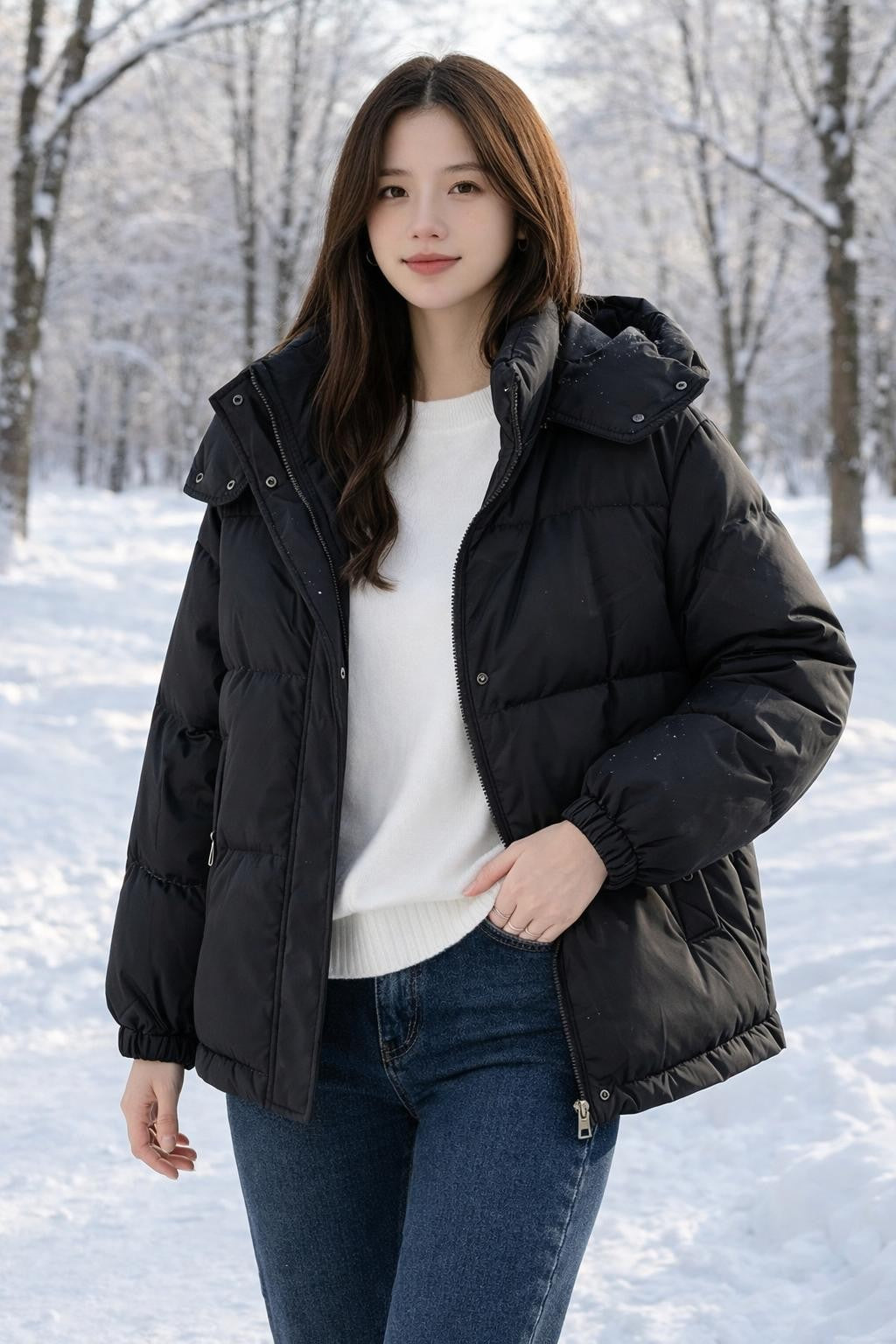 Versatile Puffer Jacket for Petite Women - lifestyle 1