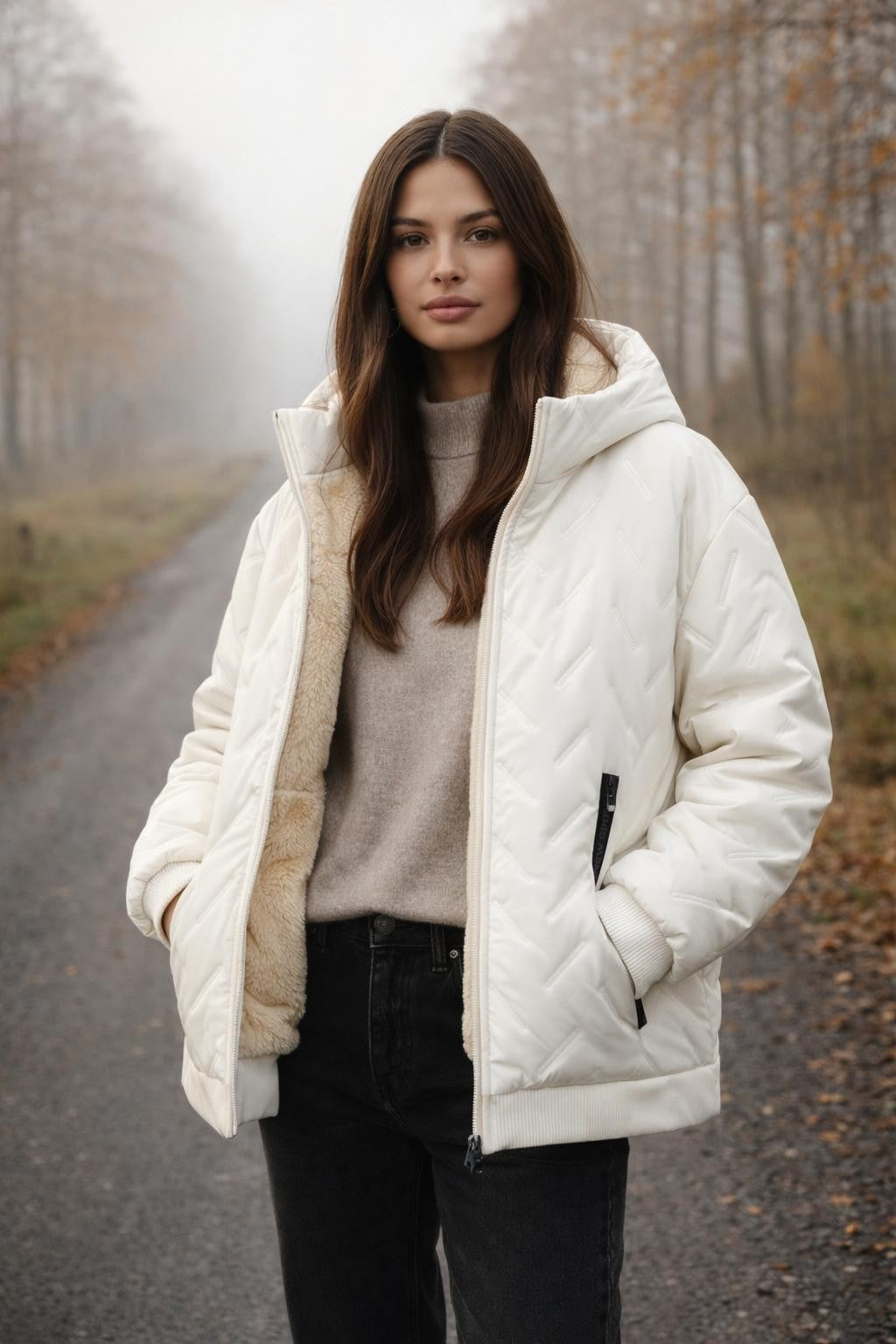 Lightweight Fleece-Lined Jacket with Stand Collar - lifestyle 1