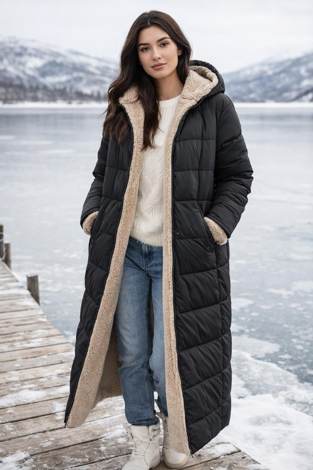 Extended Fleece Double-Sided Winter Coat - lifestyle 1