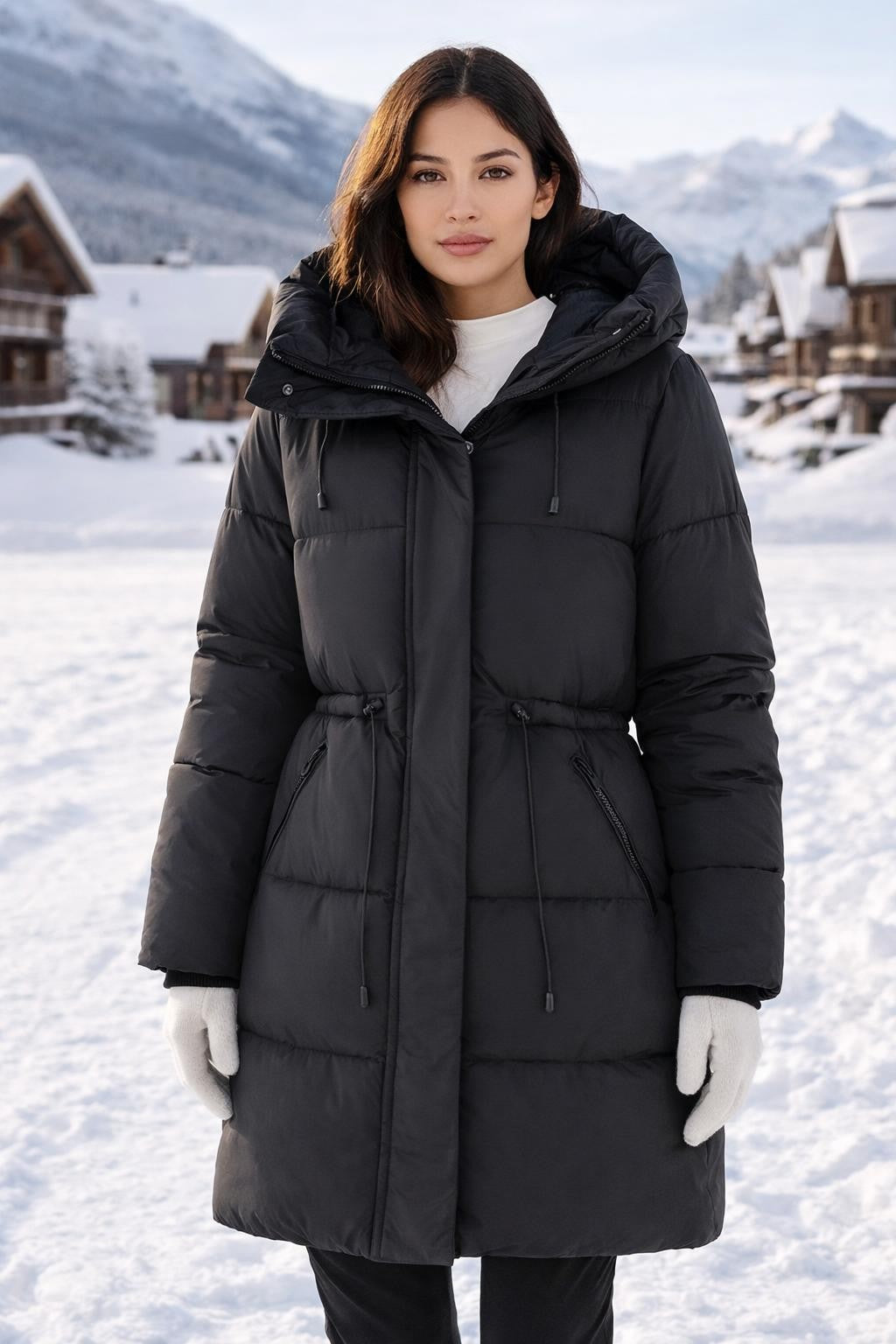 Quilted Waist-Adjustable Winter Jacket - lifestyle 1