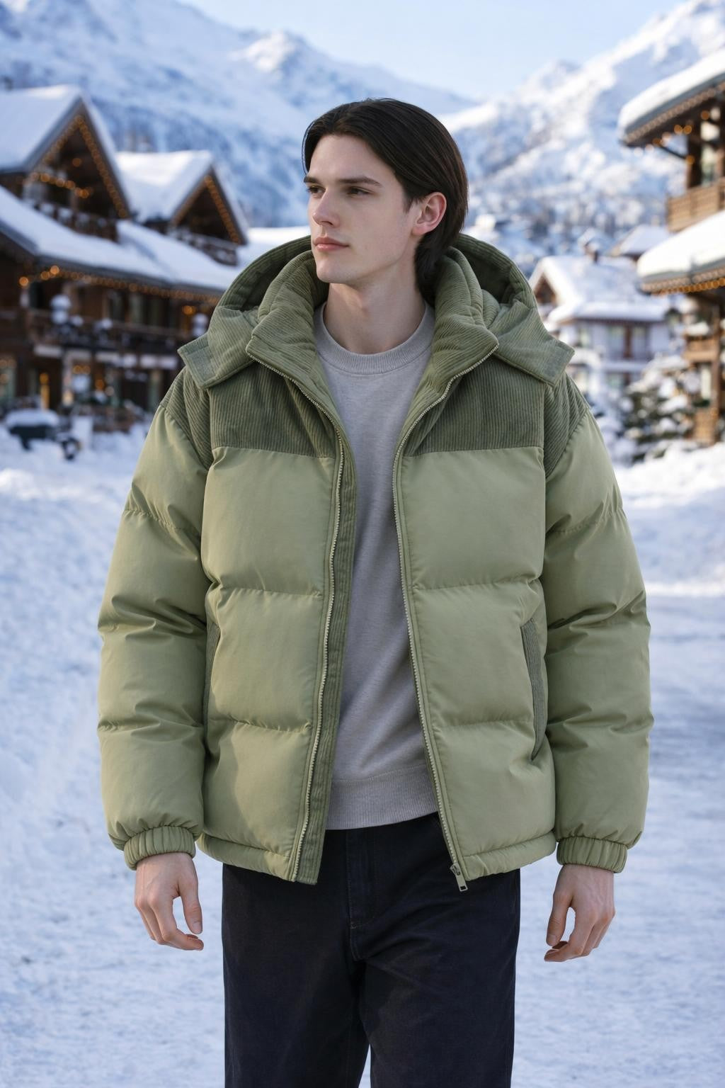 Colorblock Hooded Jacket with Plush Fill - lifestyle 1