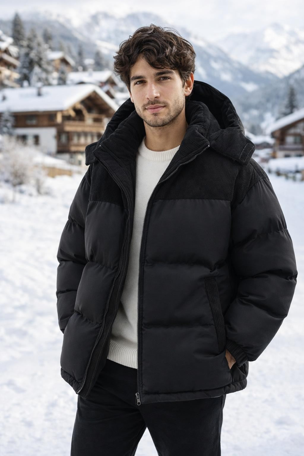 Men's Color Block Winter Jacket - lifestyle 1