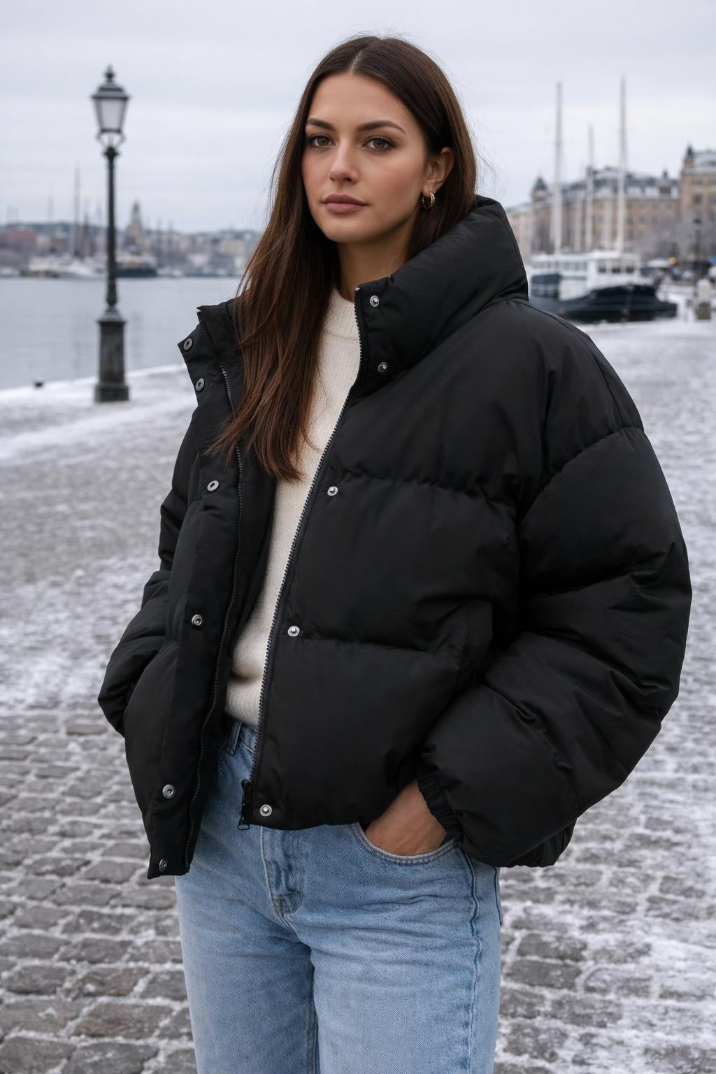 Warm Winter Jacket with Stand Collar - lifestyle 1