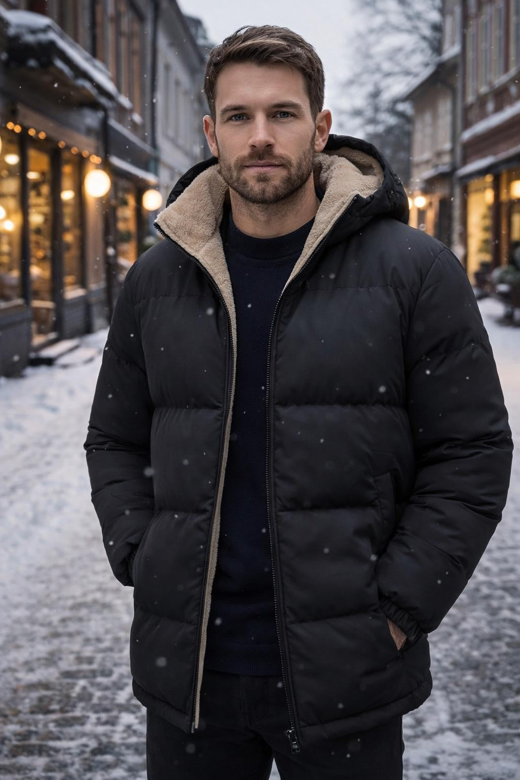 Men's Black Zip-Up Casual Jacket - lifestyle 1