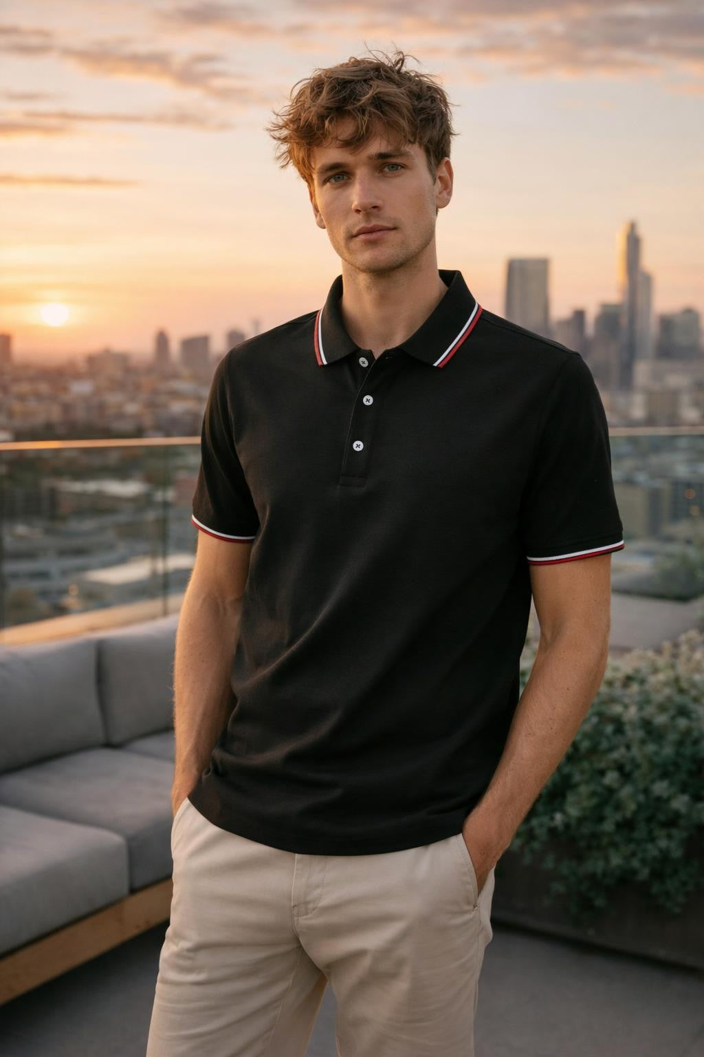 Minimalist Draped Short Sleeve Polo - lifestyle 1