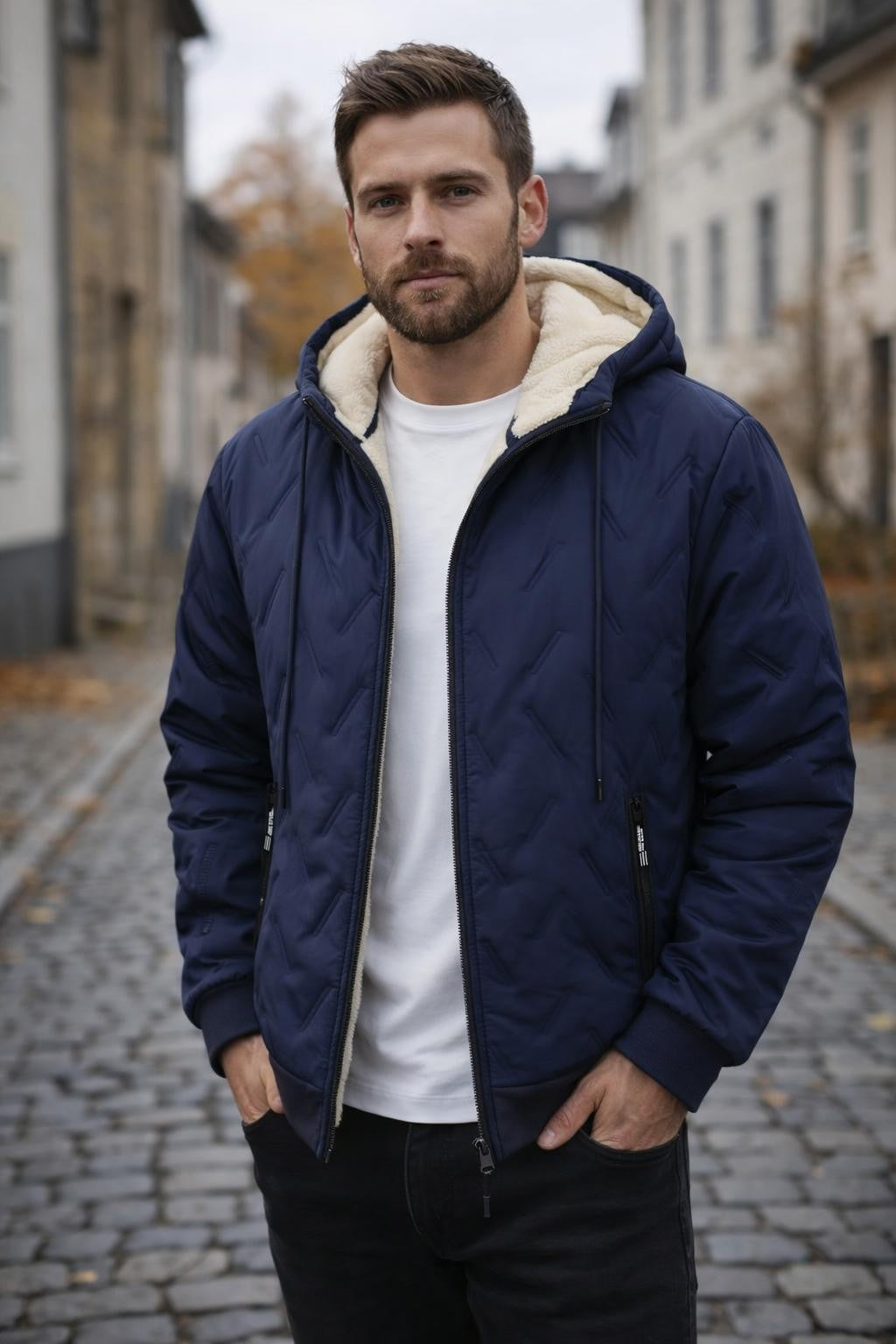 Men's Padded Winter Jacket with Zipper - lifestyle 1