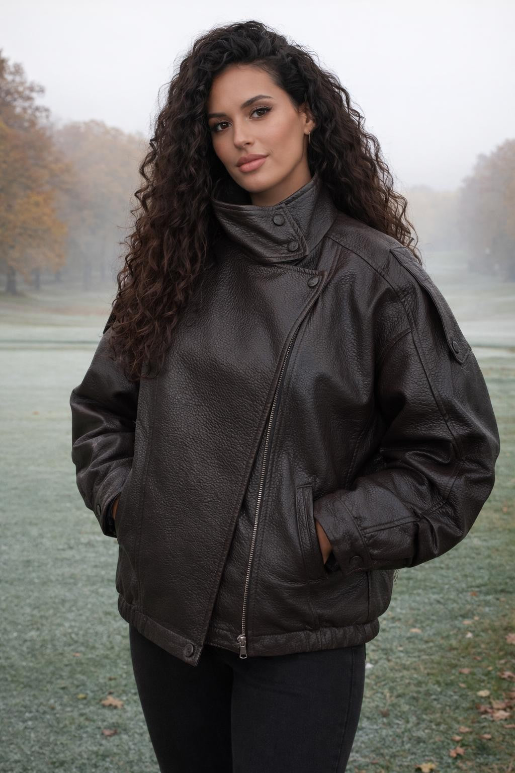Casual Zip-Up Stand Collar Jacket - lifestyle 1