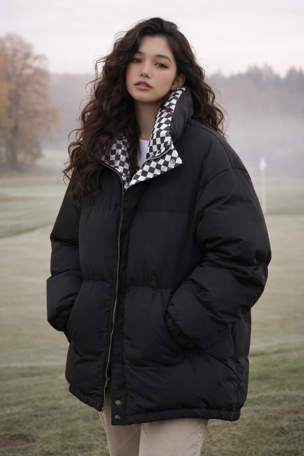 Black Thickened Casual Zip Jacket - lifestyle 1