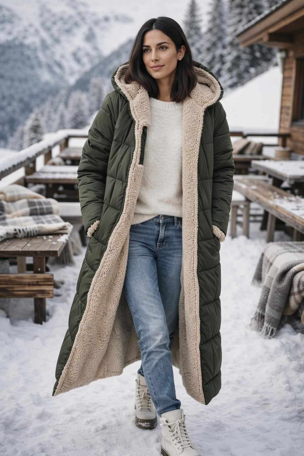 Reversible Fleece-Lined Long Coat - lifestyle 1