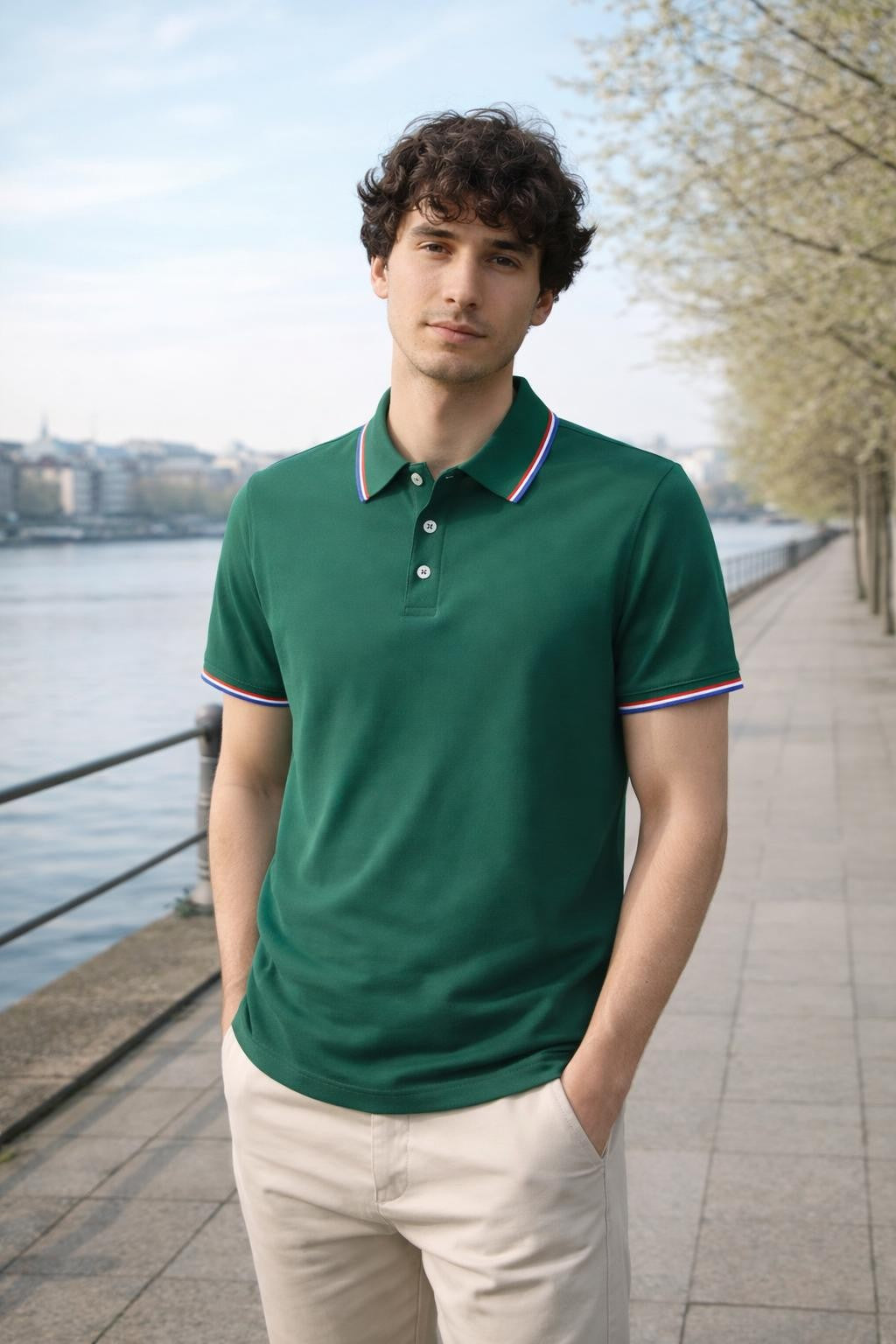Men's Breathable Colorblock Polo Shirt - lifestyle 1