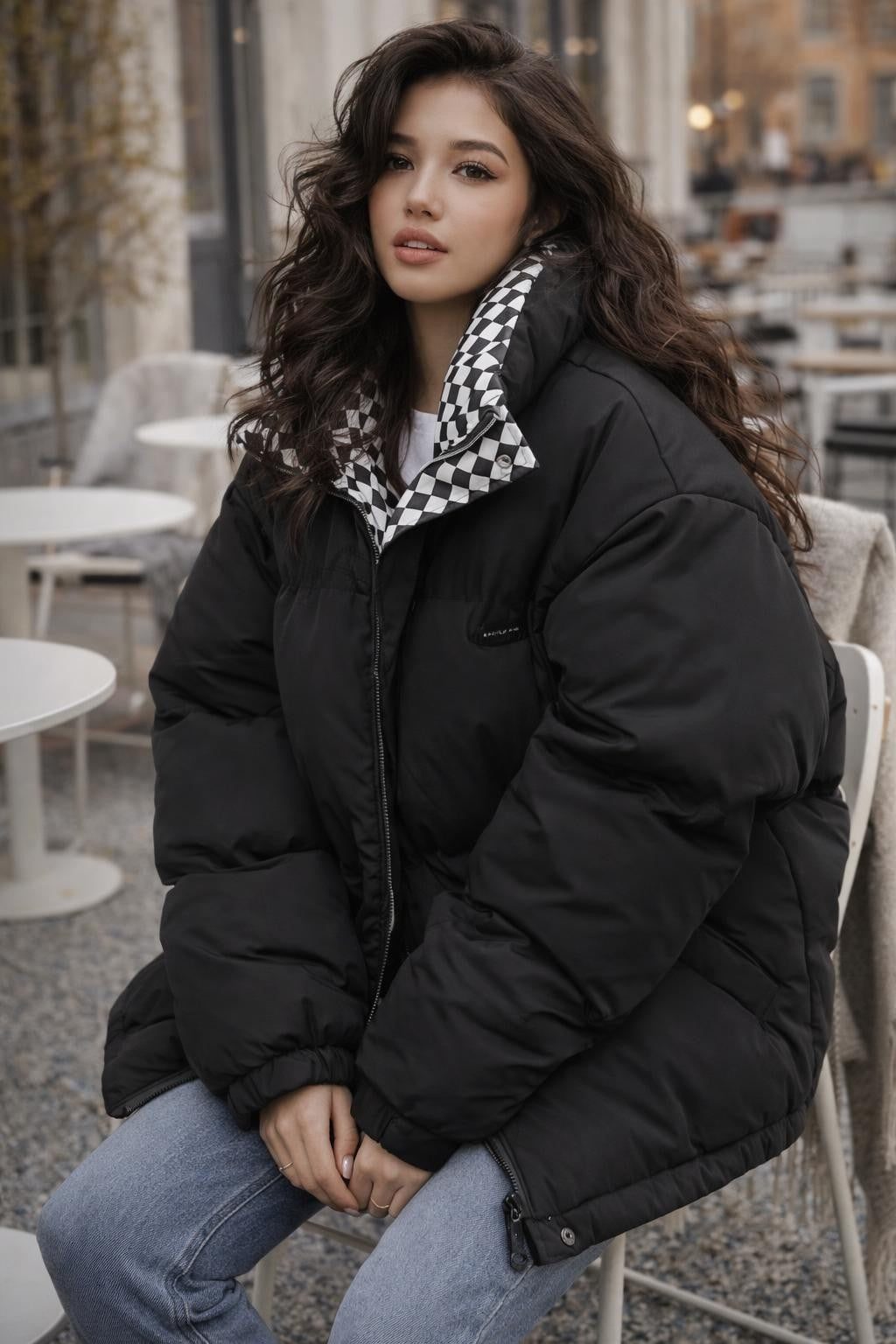 Black Thickened Casual Zip Jacket - lifestyle 2